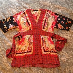 Single Dress Silk Tunic Top Floral Small